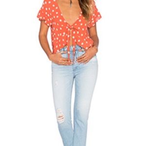 Tularosa Winnie polka dot ruffle blouse